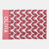 Bold Retro Modern Motif in Pinks Geschirrtuch (Horizontal)