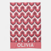 Bold Retro Modern Motif in Pinks Geschirrtuch (Vertikal)