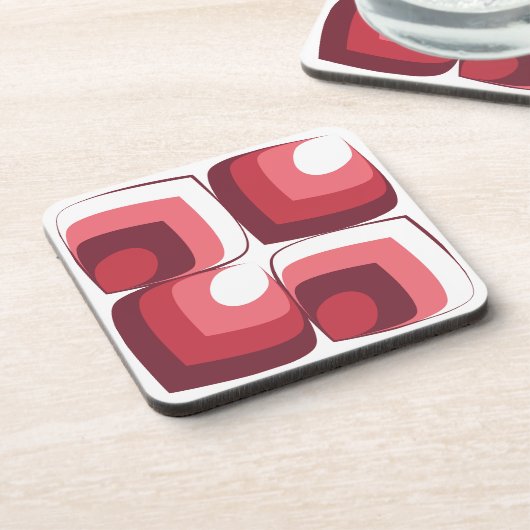 Bold Retro Modern Motif in Pinks Getränkeuntersetzer (Linke Seite)