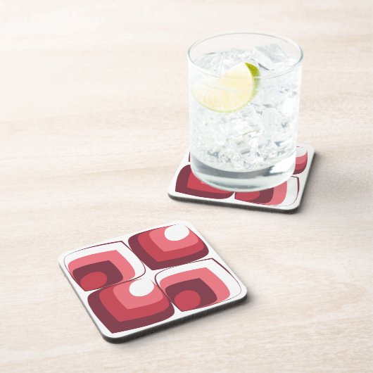 Bold Retro Modern Motif in Pinks Getränkeuntersetzer (Rechte Seite)