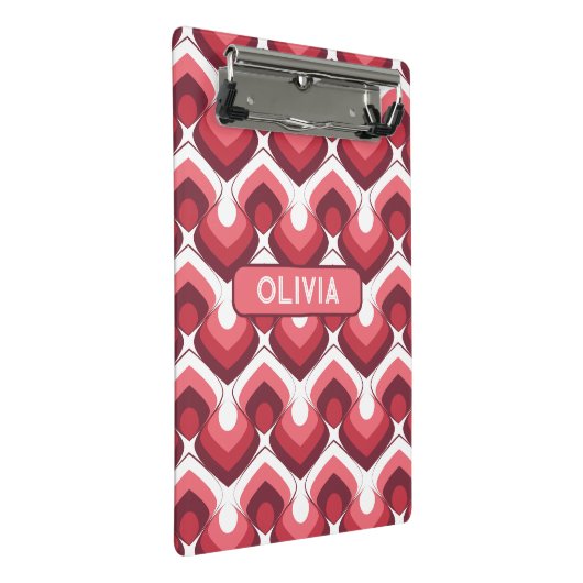 Bold Retro Modern Motif in Pinks Mini Klemmbrett (Schrägansicht)