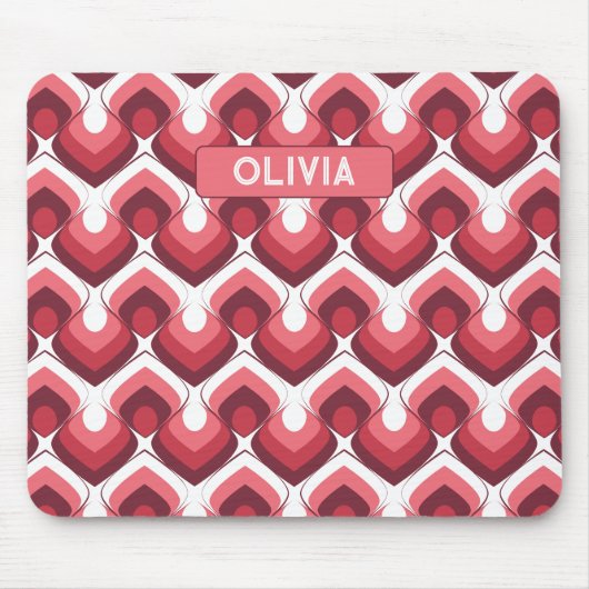 Bold Retro Modern Motif in Pinks Mousepad (Vorne)