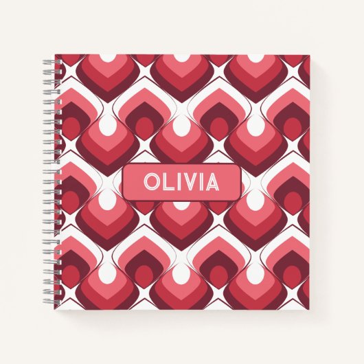 Bold Retro Modern Motif in Pinks Notizblock (Vorderseite)