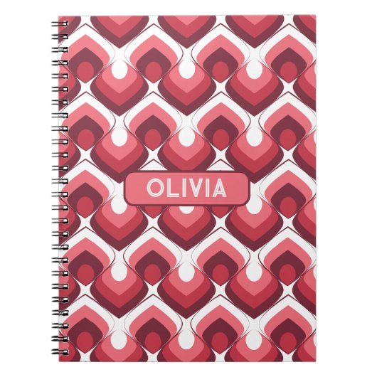 Bold Retro Modern Motif in Pinks Notizblock (Vorderseite)