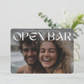 Bold Retro Modern Open Bar FullBleed Photo Wedding Save The Date (Stehend Vorderseite)