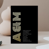 Bold Retro Monogram Wedding Black Folieneinladung