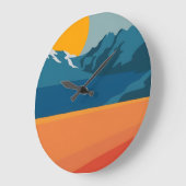 Bold Retro Mountain Scene - Red and Blue Minimalis Große Wanduhr (Winkel)