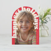 Bold Retro One Foto Moderne Arch Weihnachtskarte Einladung (Stehend Vorderseite)