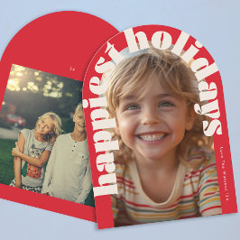 Bold Retro One Foto Moderne Arch Weihnachtskarte Einladung