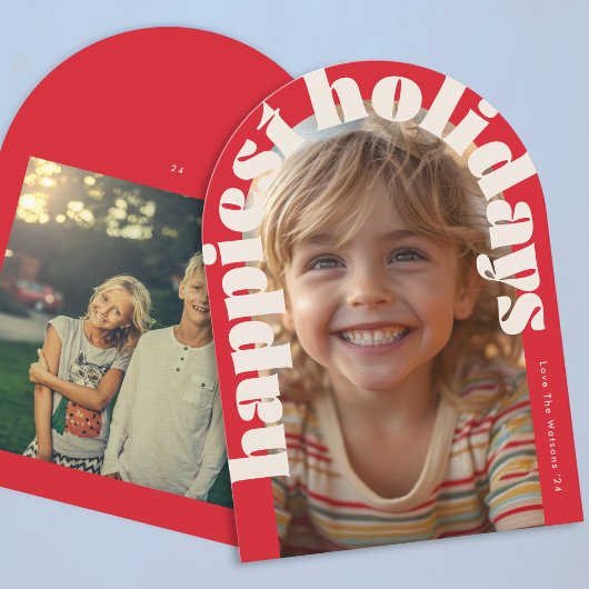 Bold Retro One Foto Moderne Arch Weihnachtskarte Einladung