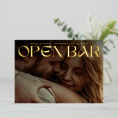 Bold Retro Open Bar Photo Save The Date Gold Folieneinladung (Stehend vorne)