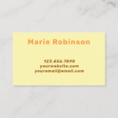 Bold Retro Pastell Lemon Yellow Peach Orange Hallo Visitenkarte (Rückseite)