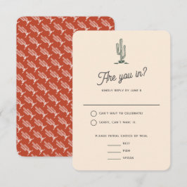 Bold Retro Red Saguaro Cacti Wüste Wedding RSVP Karte