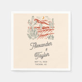 Bold Retro Saguaro Cacti Wüste Landschaft Hochzeit Serviette (Vorderseite)