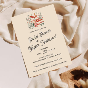 Bold Retro Saguaro Cactus Desert Brautparty Einladung