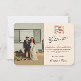 Bold Retro Saguaro Cactus Wüste Landscape Wedding Dankeskarte