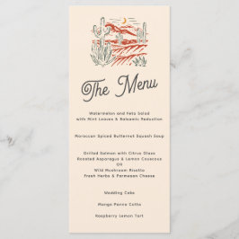 Bold Retro Saguaro Cactus Wüste Landscape Wedding Menükarte