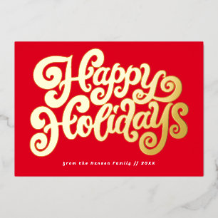 Bold Retro Script Folien Feiertagskarte