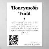 Bold Retro Script Heart Honeymoon Fund Wedding Poster (Vorne)
