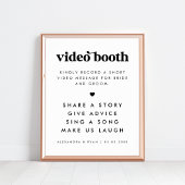Bold Retro Script Heart Wedding Video Booth Sign Poster