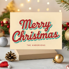 Bold Retro Script Merry Christmas Typography Feiertagskarte