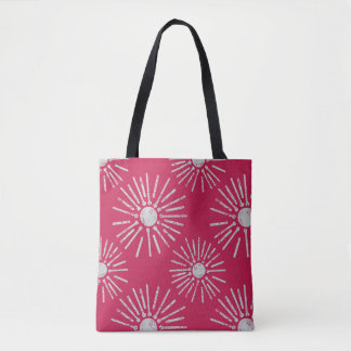 Bold Retro Sunburst Pattern in Deep Pink and White Tasche