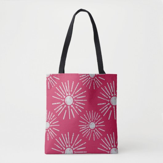 Bold Retro Sunburst Pattern in Deep Pink and White Tasche (Vorderseite)
