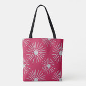 Bold Retro Sunburst Pattern in Deep Pink and White Tasche (Rückseite)