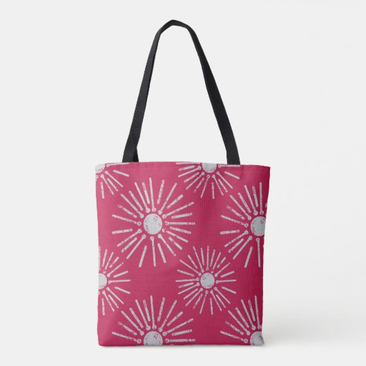 Bold Retro Sunburst Pattern in Deep Pink and White Tasche (Rückseite)