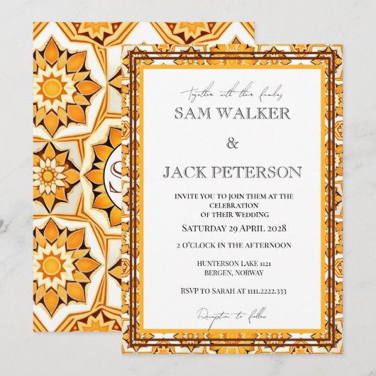 Bold Retro Tiles Einladung (Vorne/Hinten)