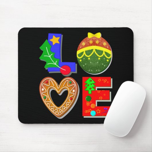 Bold Retro Tygraphy Love Xmas And Cookies T Shirt Mousepad (Mit Mouse)