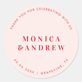Bold Retro Typografy Minimalistisch Wedding Danke Runder Aufkleber