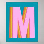 Bold Retro Typografy Monogram Letter in Blue Poster (Vorne)
