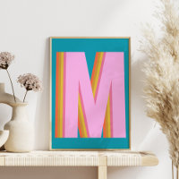 Bold Retro Typografy Monogram Letter in Blue
