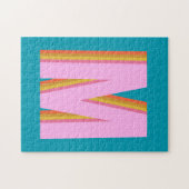 Bold Retro Typografy Monogram Letter in Blue Puzzle (Horizontal)