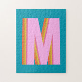Bold Retro Typografy Monogram Letter in Blue Puzzle (Vertikal)