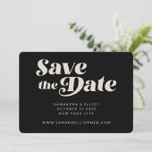 Bold Retro Typografy Schwarz-weiß Sleek Wedding Save The Date (Stehend Vorderseite)