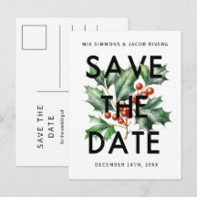 Bold Retro Vintag Holly Save the Date