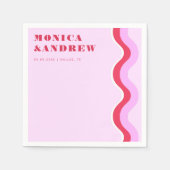 Bold Retro Wave Ästhetische Rosa und Rote Hochzeit Serviette (Vorderseite)