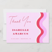 Bold Retro Wave Pink und Red Wedding Danke (Vorderseite)