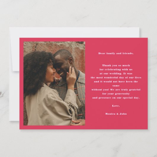 Bold Retro Wave Pink und Red Wedding Danke (Rückseite)