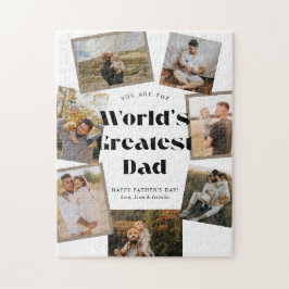 Bold Retro World's Greatest Dad 7 Photo Collage Puzzle