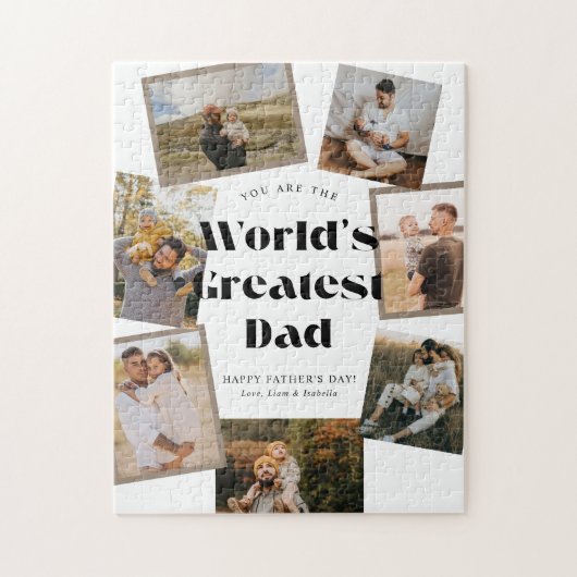 Bold Retro World's Greatest Dad 7 Photo Collage Puzzle (Vertikal)