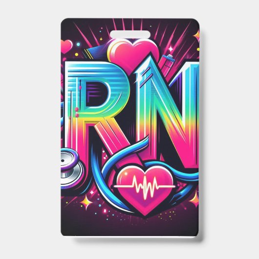 Bold RN Logo-colorful Neo Nurse Graphic Design Ausweis (Vorderseite)