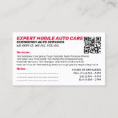 Bold Roadside Assistance & Mob Custom Logo QR Cod Visitenkarte (Rückseite)