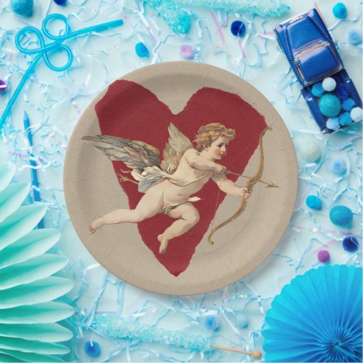 Bold Romance Classics Red Heart Angel Bow & Arrow Pappteller (Party)