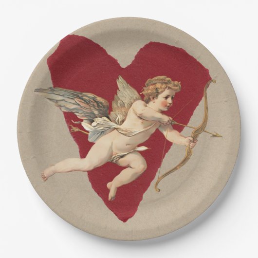 Bold Romance Classics Red Heart Angel Bow & Arrow  Pappteller (Vorderseite)