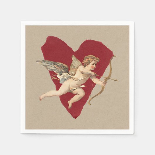 Bold Romance Classics Red Heart Angel Bow & Arrow  Serviette (Vorderseite)