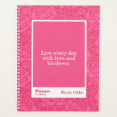 Bold Romantic Red and Pink Peonies Block Quote Planer (Vorderseite)