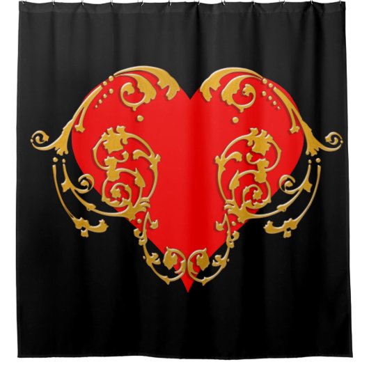 Bold Romantic Valentine Red Goth Heart Duschvorhang (Vorderseite)